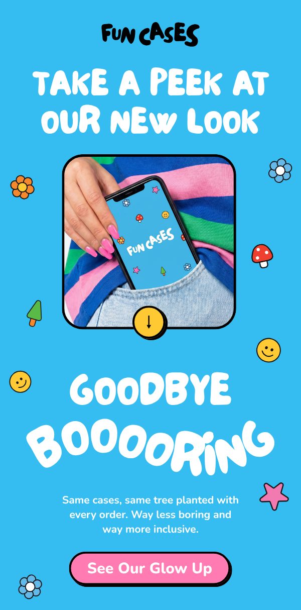 A Fun Cases campaign email on a phone