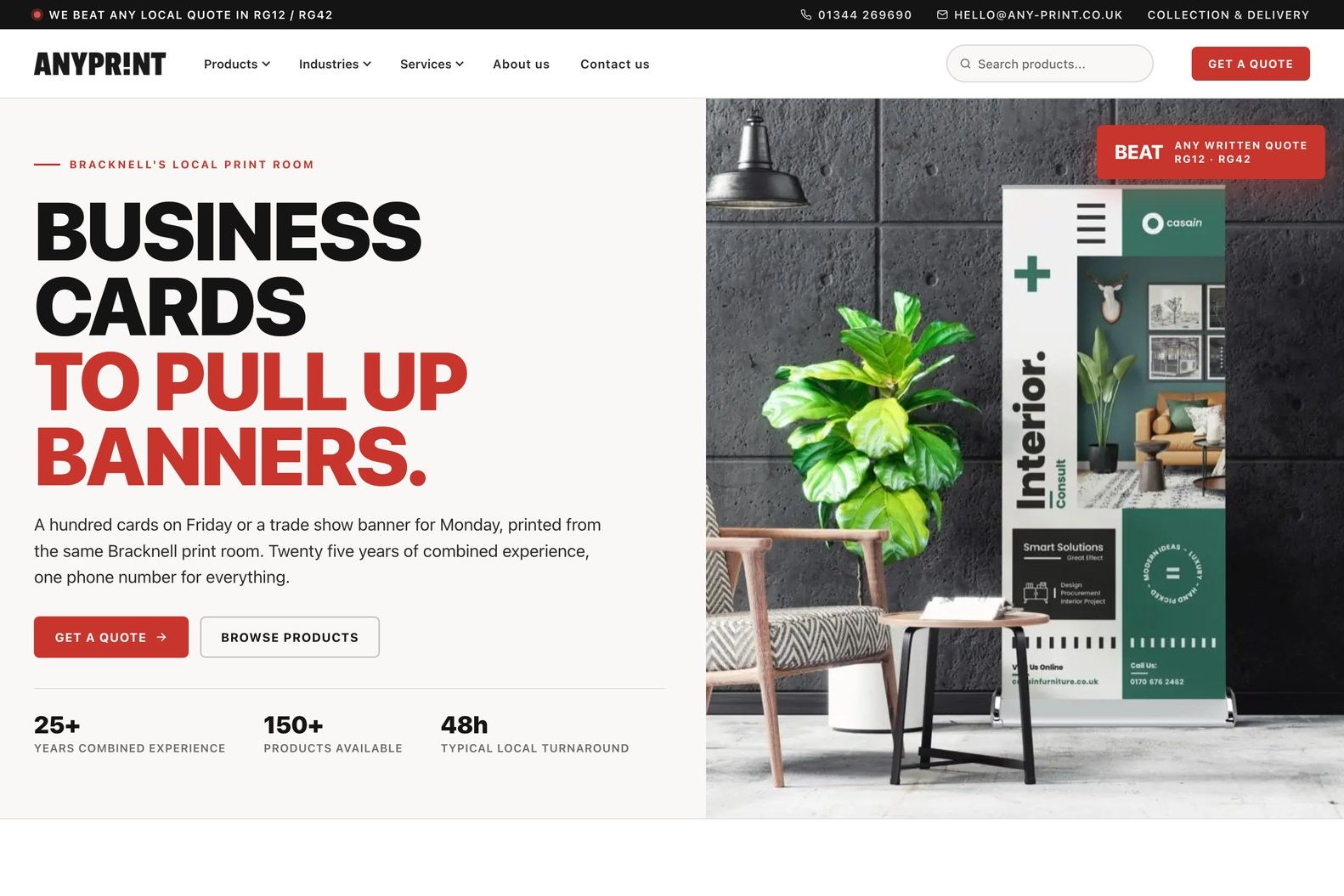 The ANYPRINT homepage, a WordPress site built by Webgro