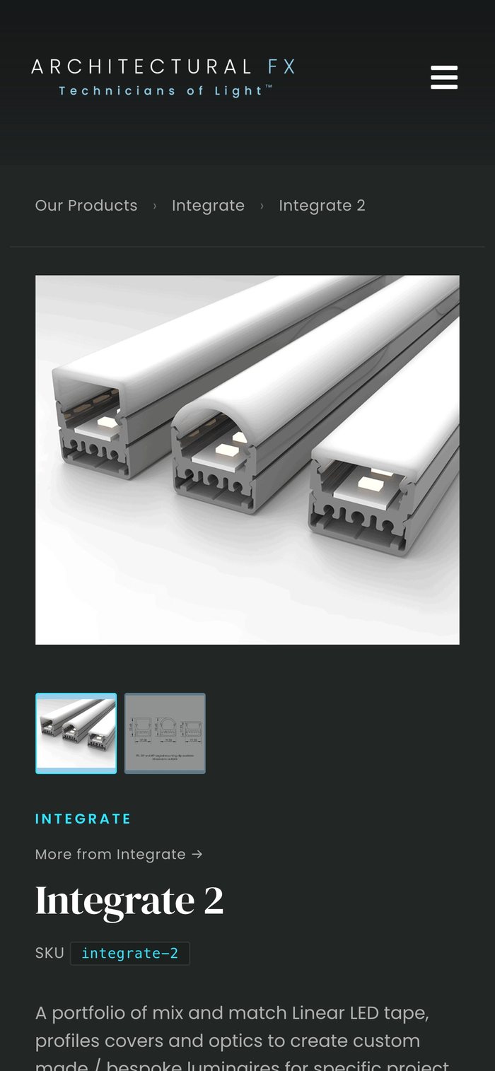 Architectural FX product page on a phone