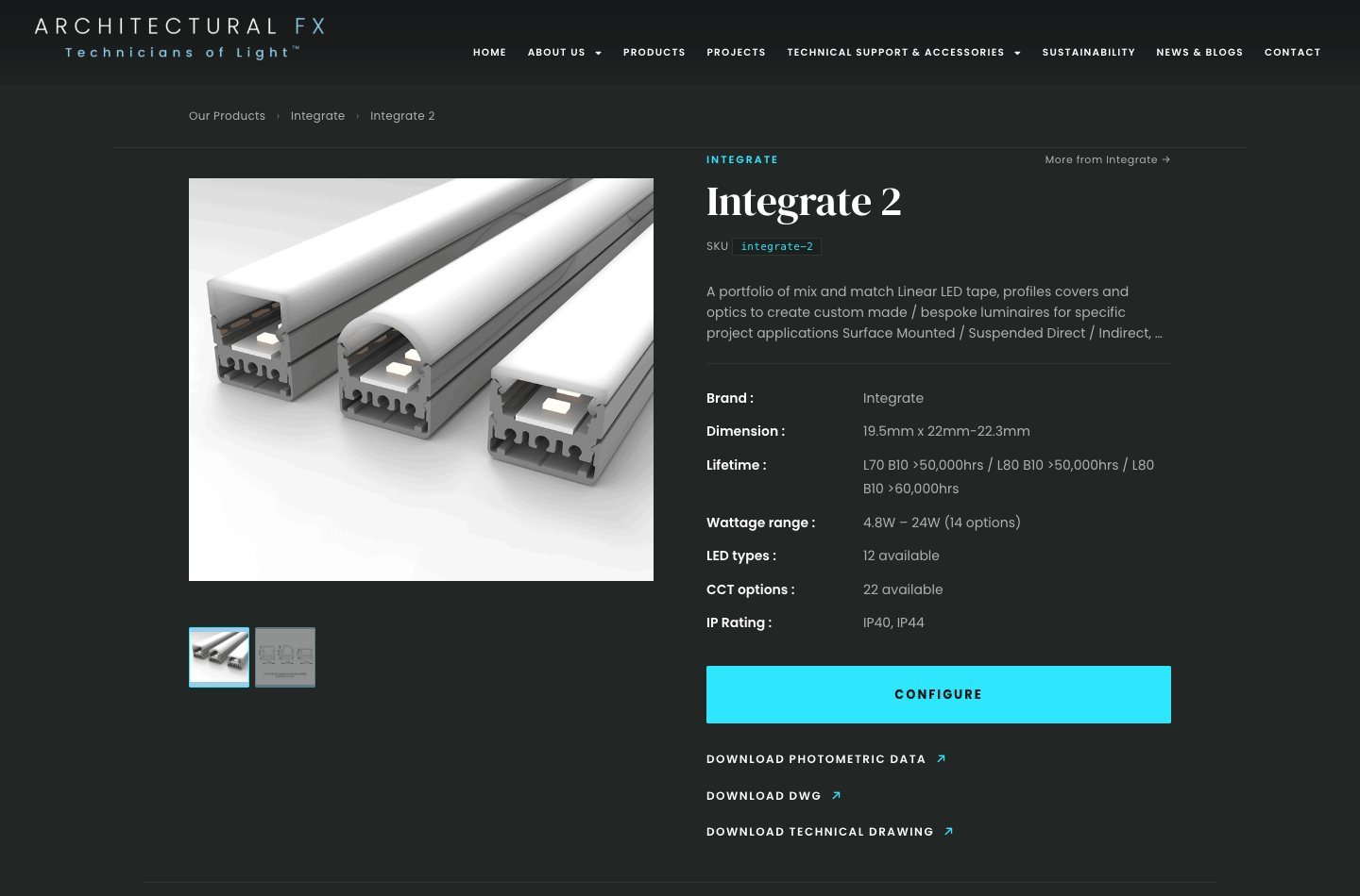 Architectural FX product page for Integrate 2, with specifications and downloads