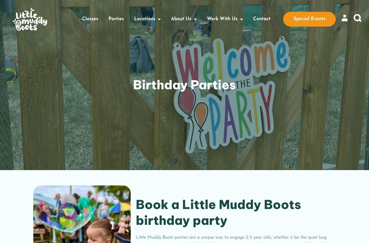 Little Muddy Boots birthday parties page
