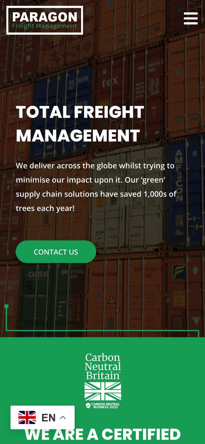 Paragon Freight on a phone