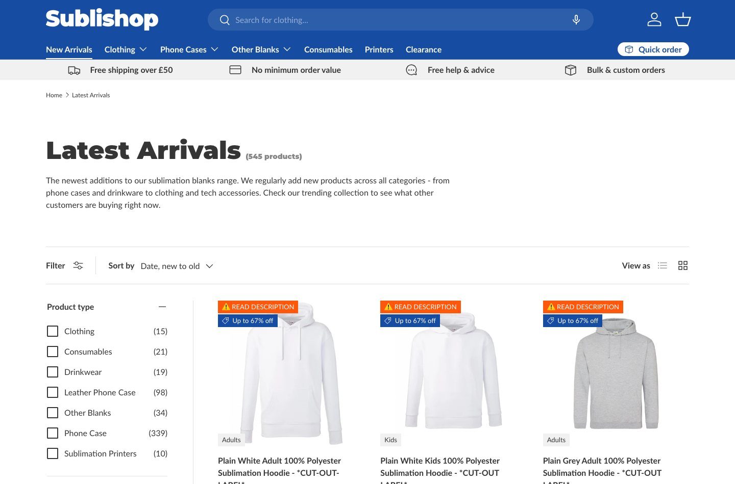 Sublishop latest arrivals collection page